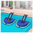 Set of two dark blue pool animal escape ramps with black mesh steps