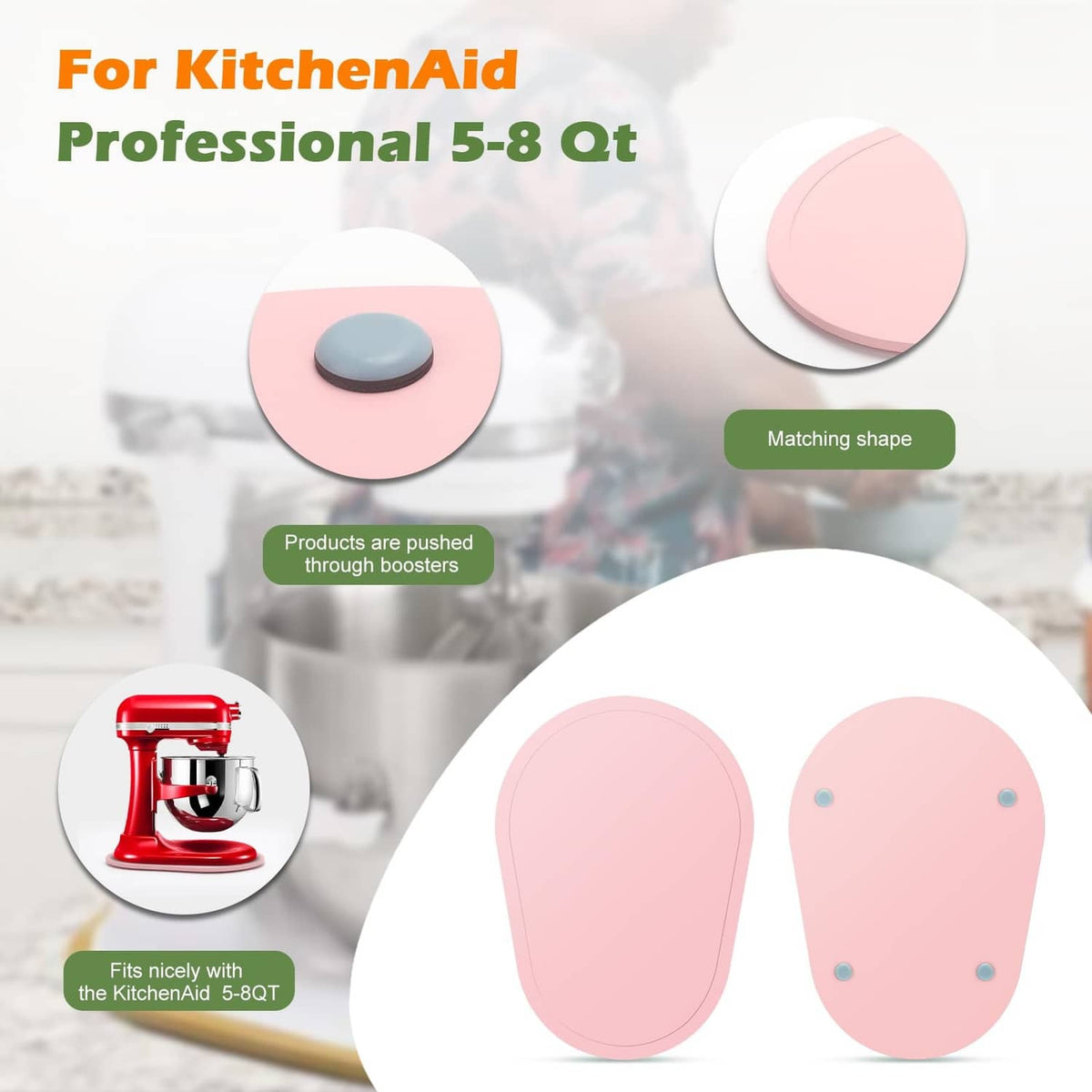 Pink oval mixer slider pad with matching-shape view