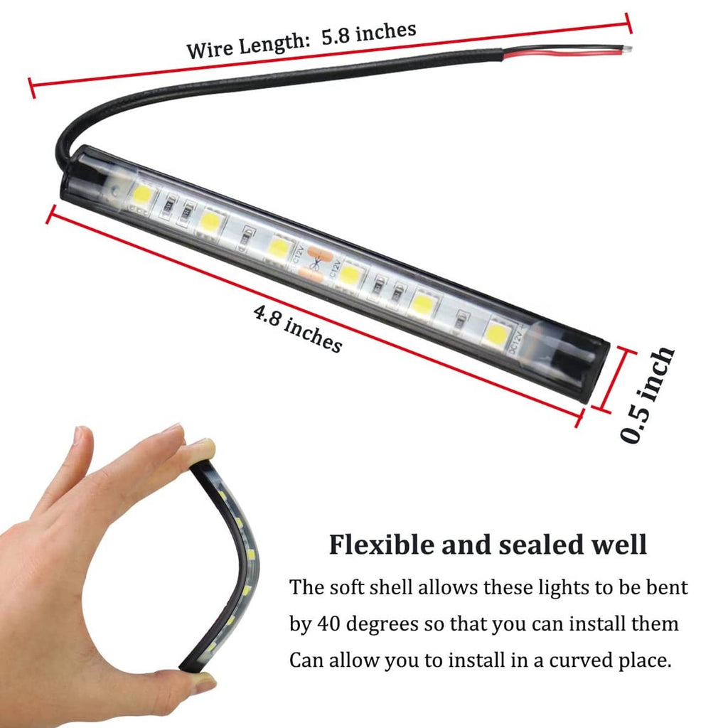 Slim LED navigation light bar with 5.8 in wire, flexible sealed housing