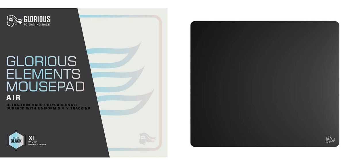 GLORIOUS Elements mousepad retail box showing black XL air mouse pad