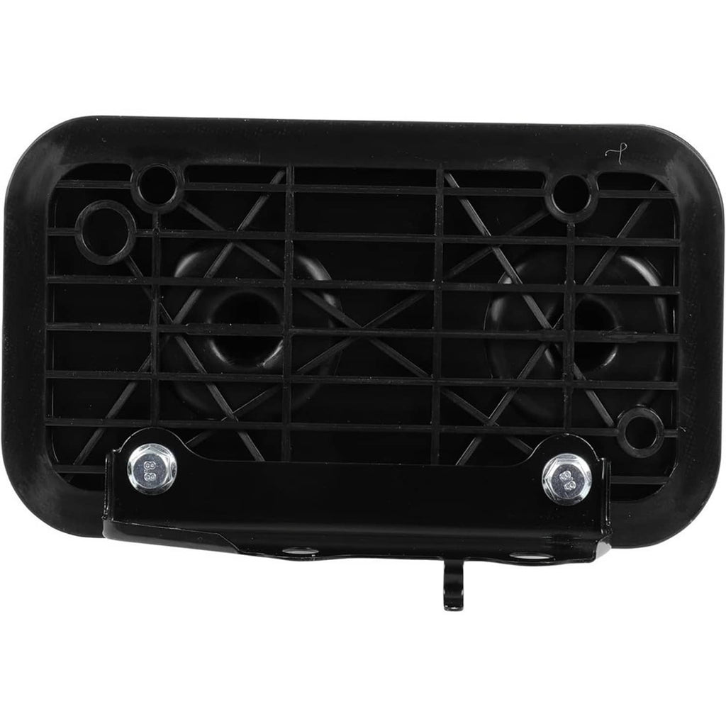 Black fuel vapor charcoal canister cover with vented grille and mounting points