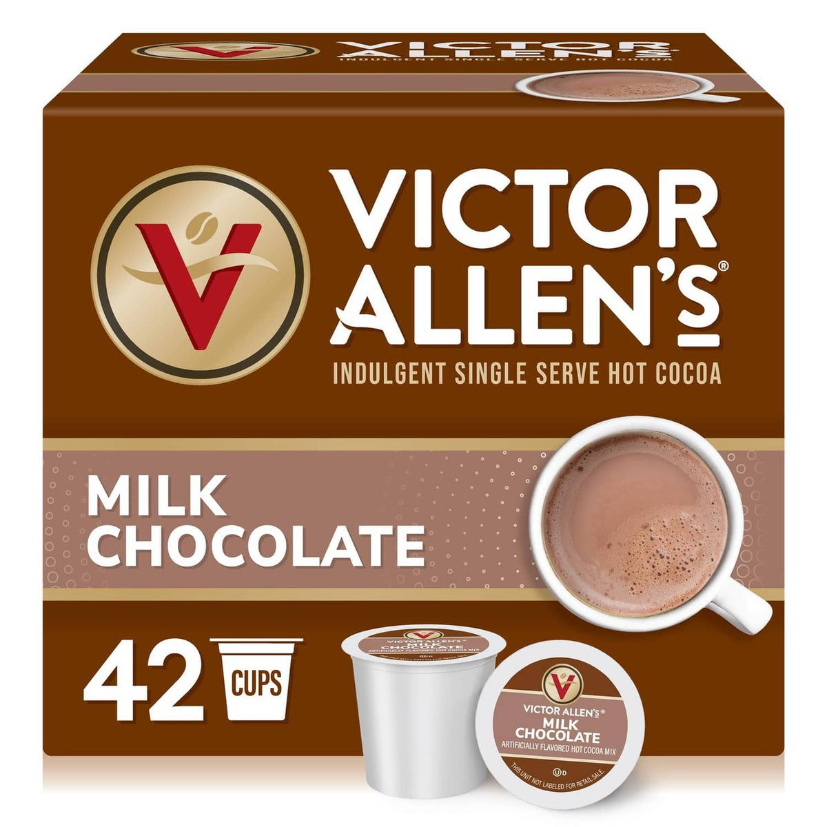 Victor Allen's milk chocolate hot cocoa single-serve box, 42-count with cocoa cup