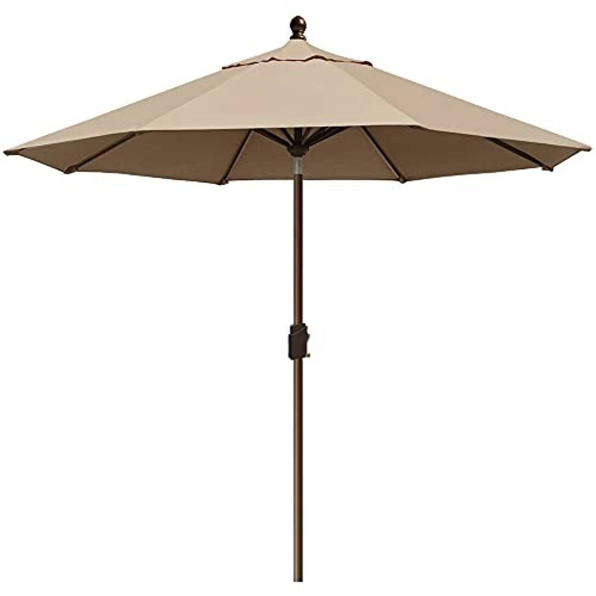 Heather beige 9ft patio market umbrella with extended canopy and central tilt pole