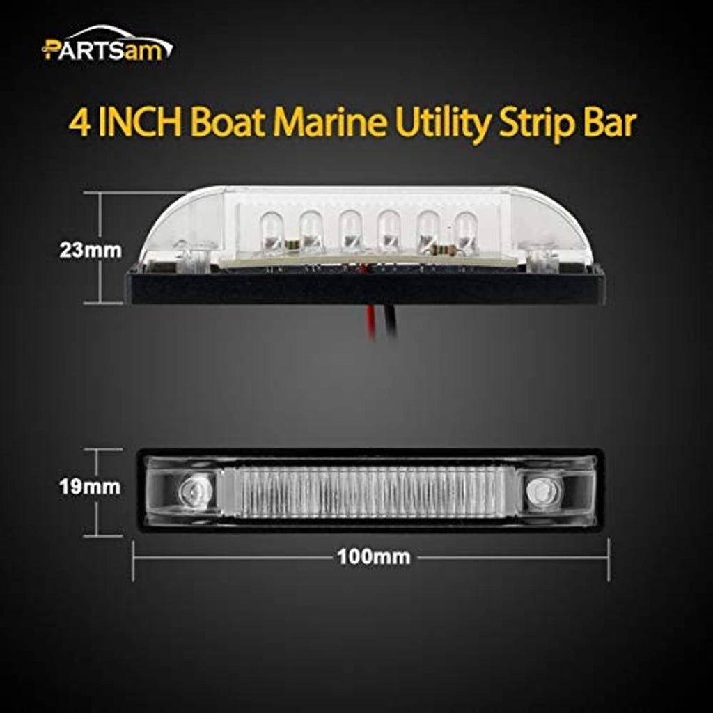 4-inch LED boat utility light bar with clear cover and black mounting base.