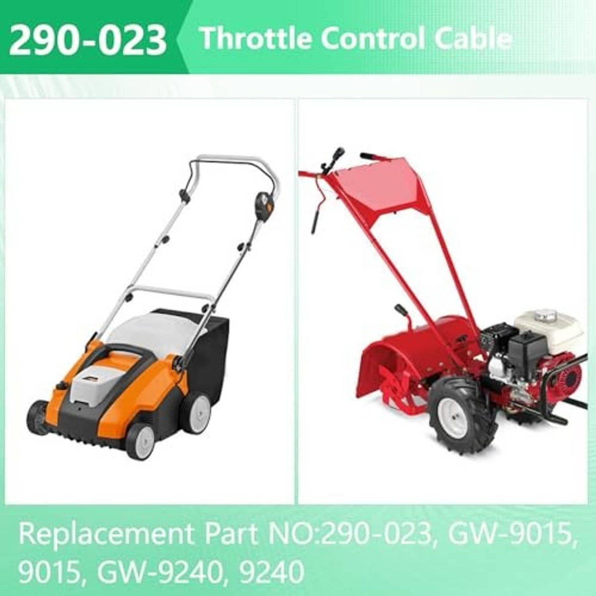Throttle control cable replacement kit with illustrated compatible equipment