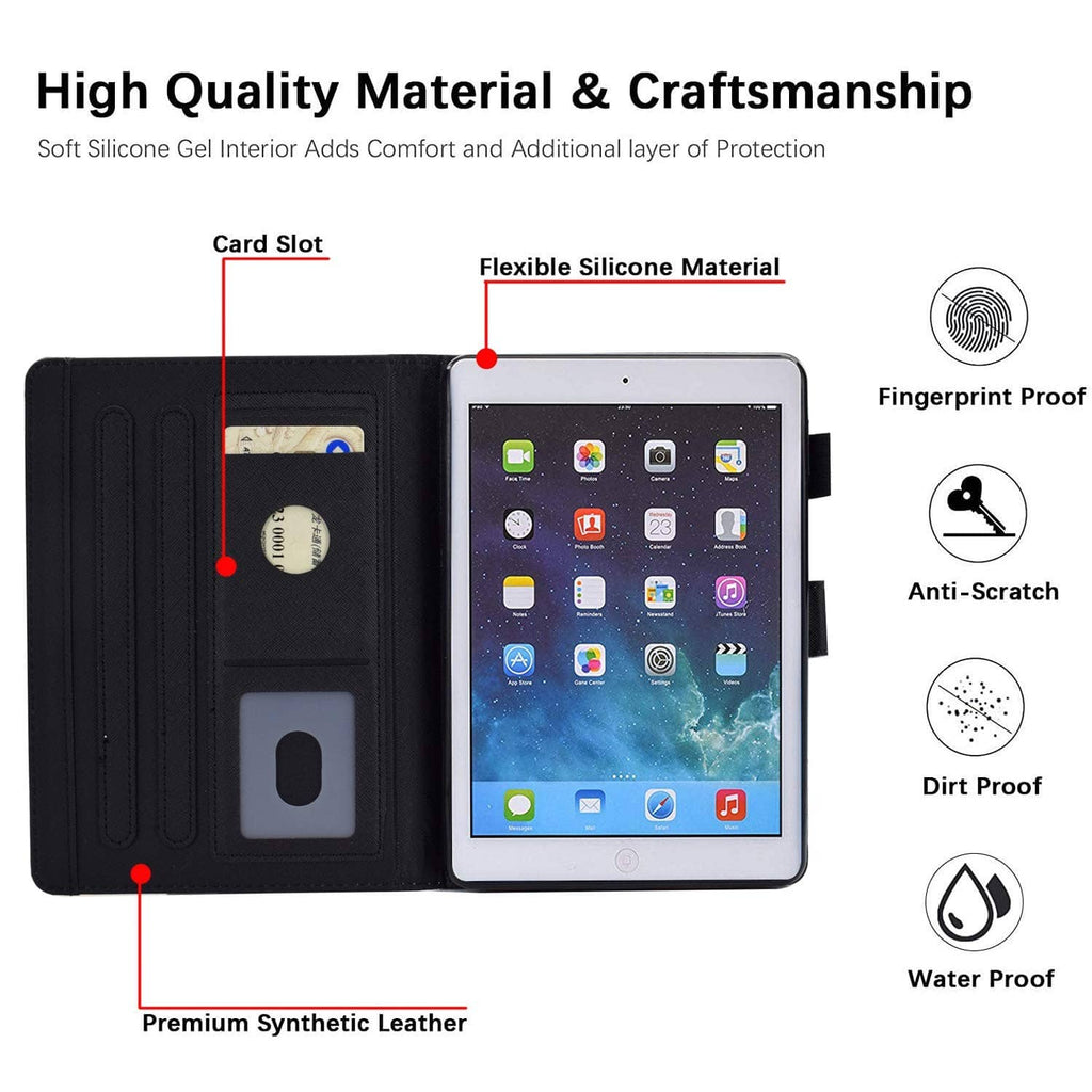 Black iPad 9.7 folio case with synthetic leather exterior and card slot
