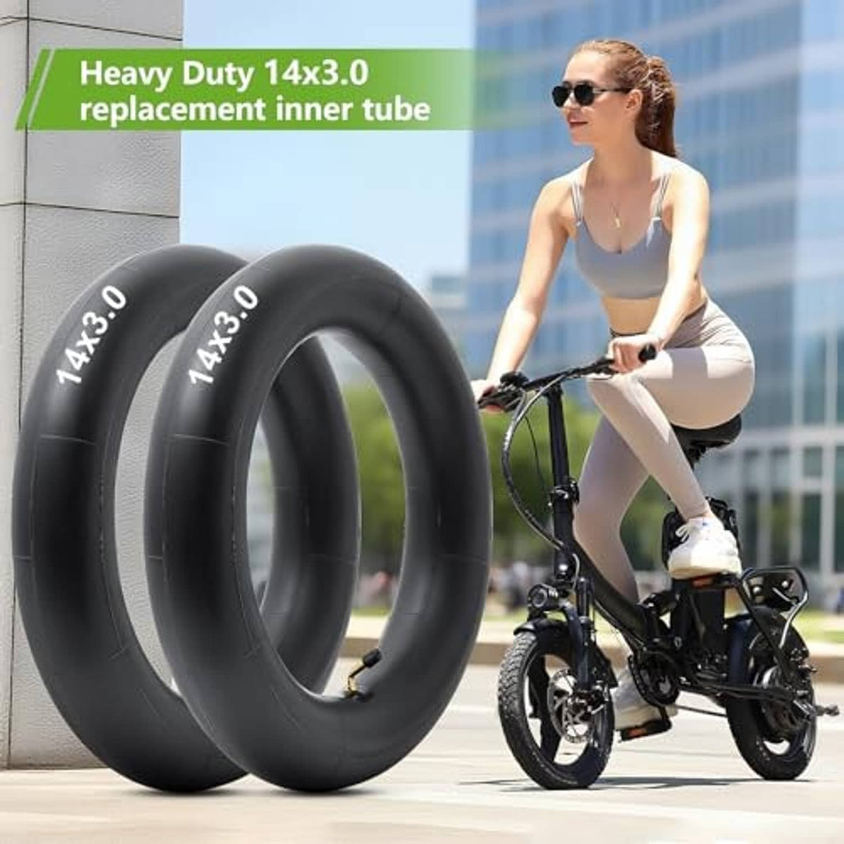 Heavy-duty 14x3.0 replacement inner tubes, two-piece set with valves