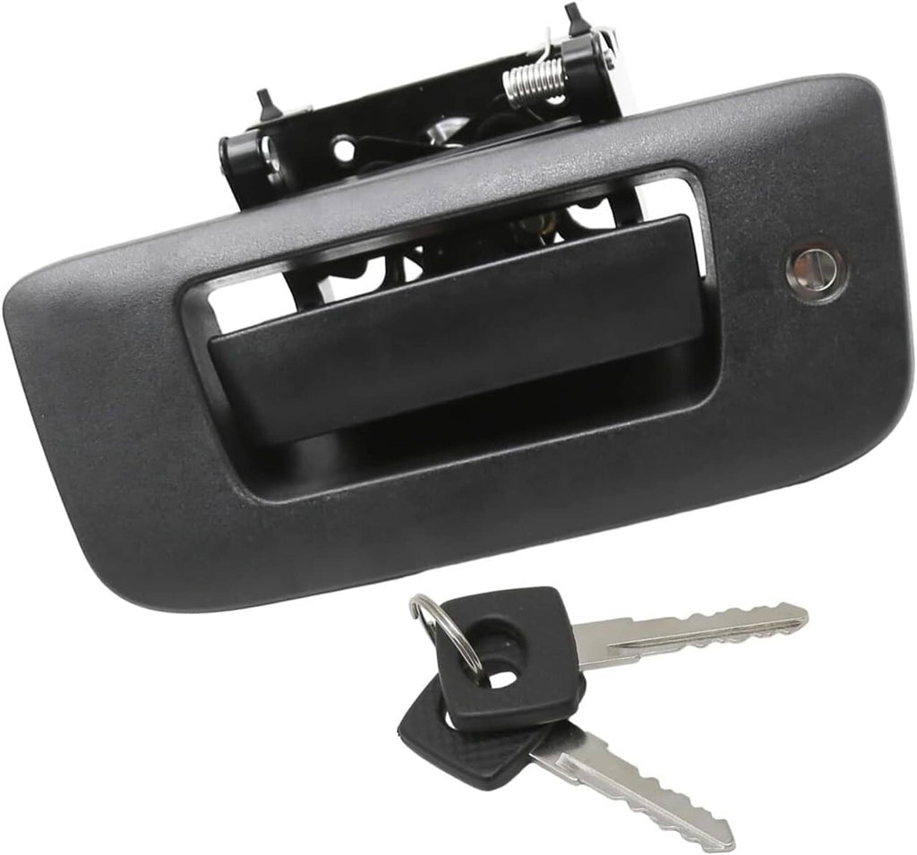 Black tailgate lock handle with key cylinder and two included keys