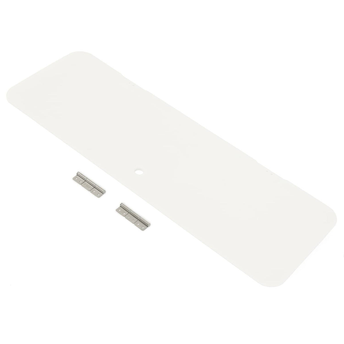 White boat locker door cover lid panel with two hinge hardware strips