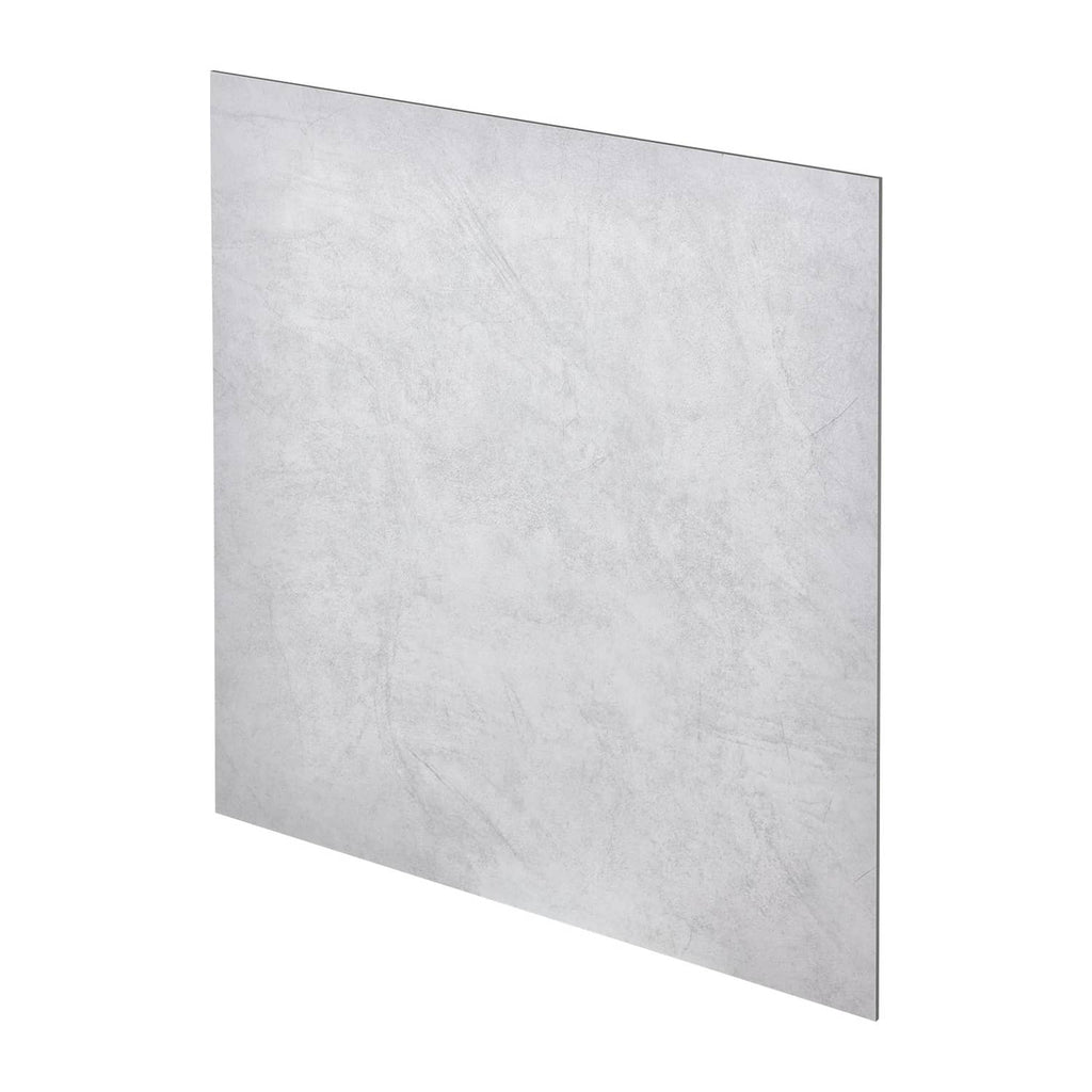 White marble-look PVC ceiling tile panel with smooth mottled gray veining