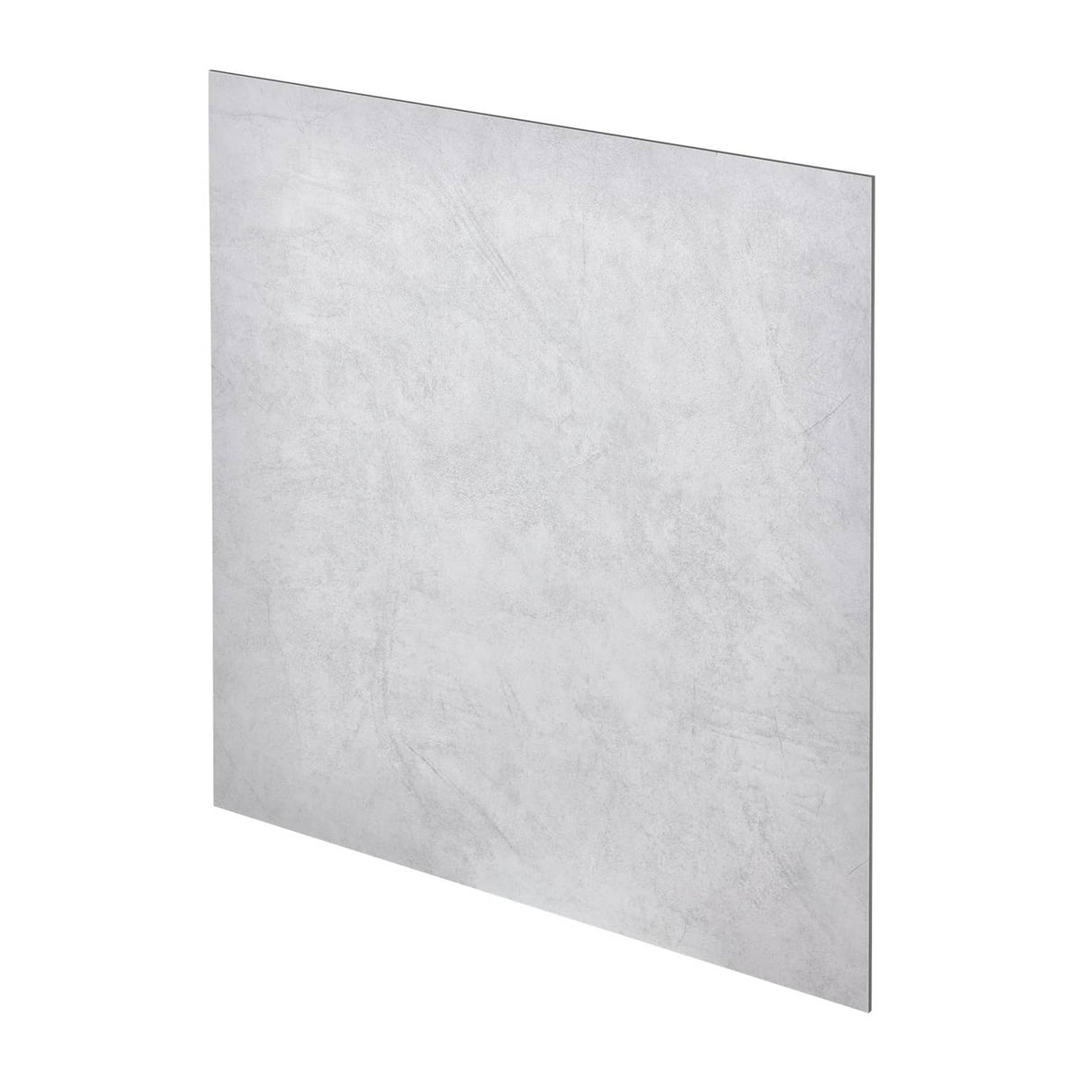White marble-look PVC ceiling tile panel with smooth mottled gray veining