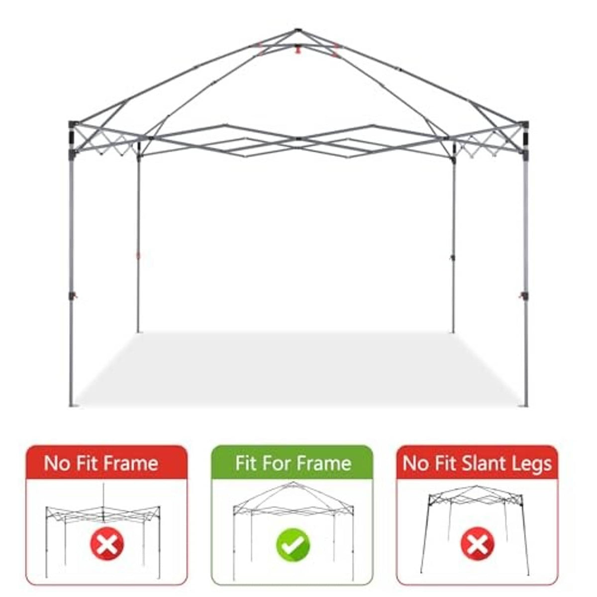 Pop-up canopy frame with roof supports, no top cover