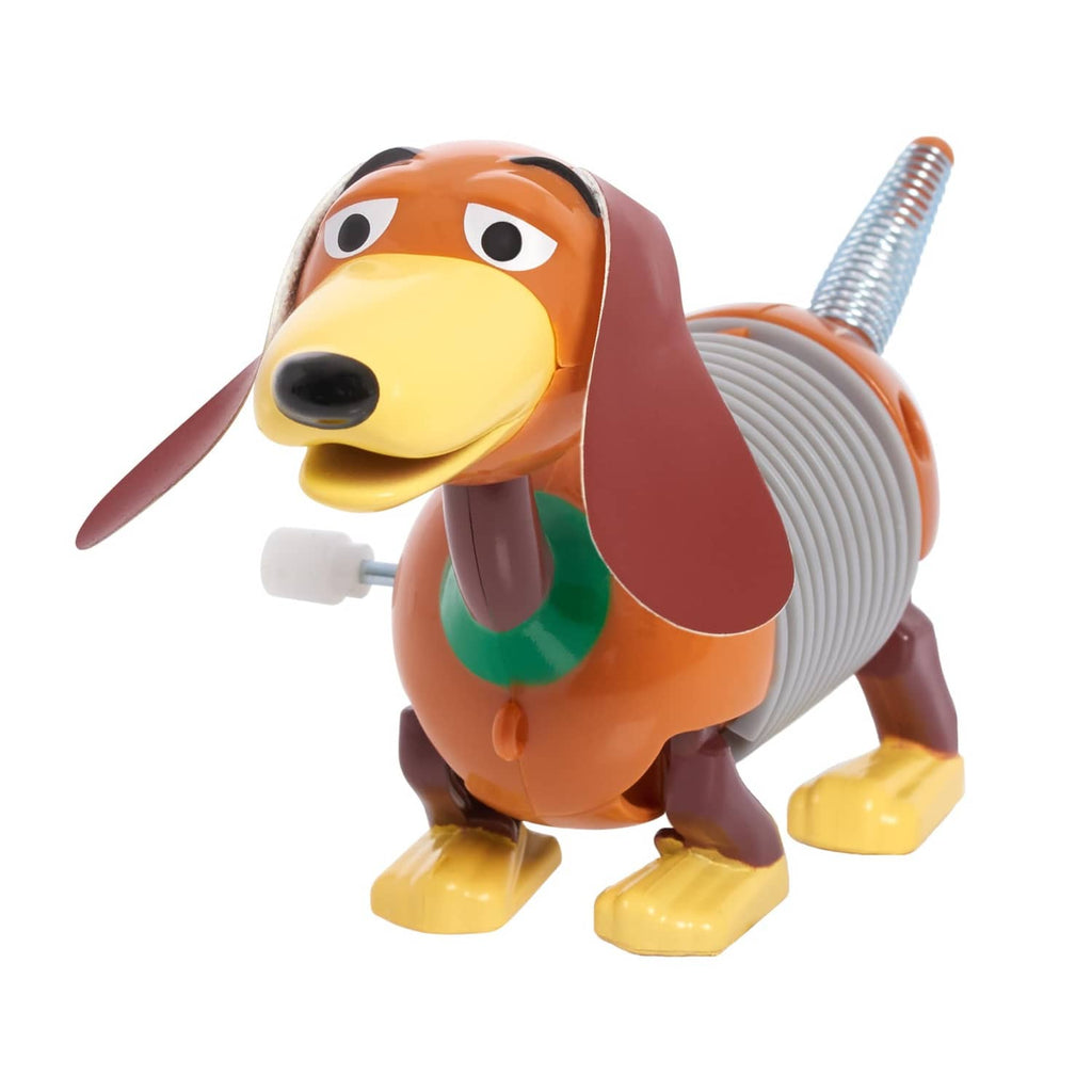 Slinky Dog wind-up toy, orange dog with long ears and gray coil spring