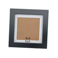 Black square wooden picture frame with white mat and 4x4 opening mat window