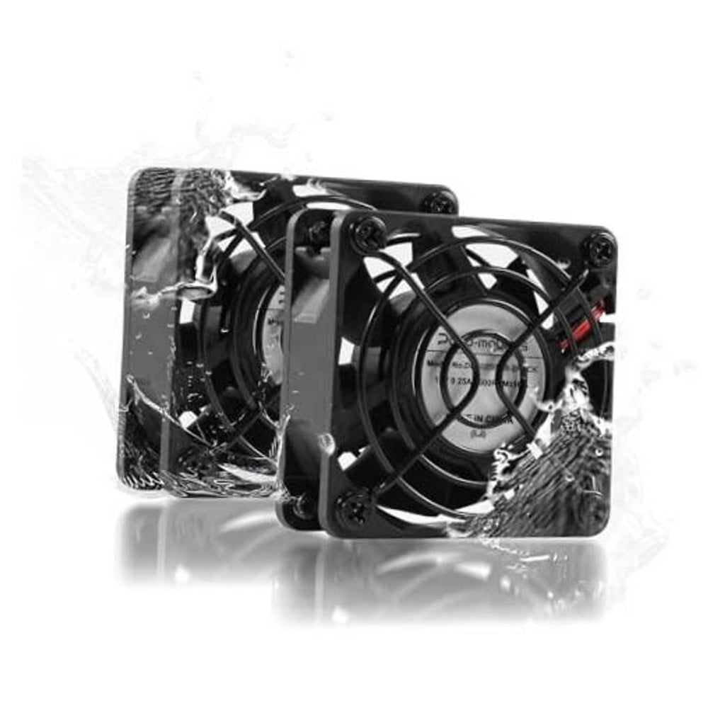 Black 60x25mm computer cooling fan with dual-ball bearing design, mounting frame