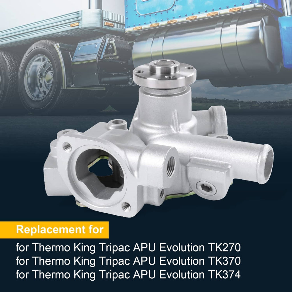 Engine water pump with silver cast housing and inlet/outlet ports