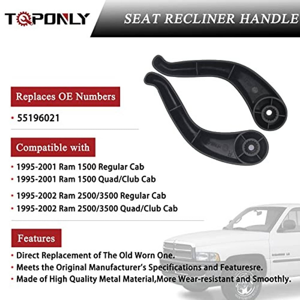 Black seat recliner handle lever pair with pivot ends and round mounting points