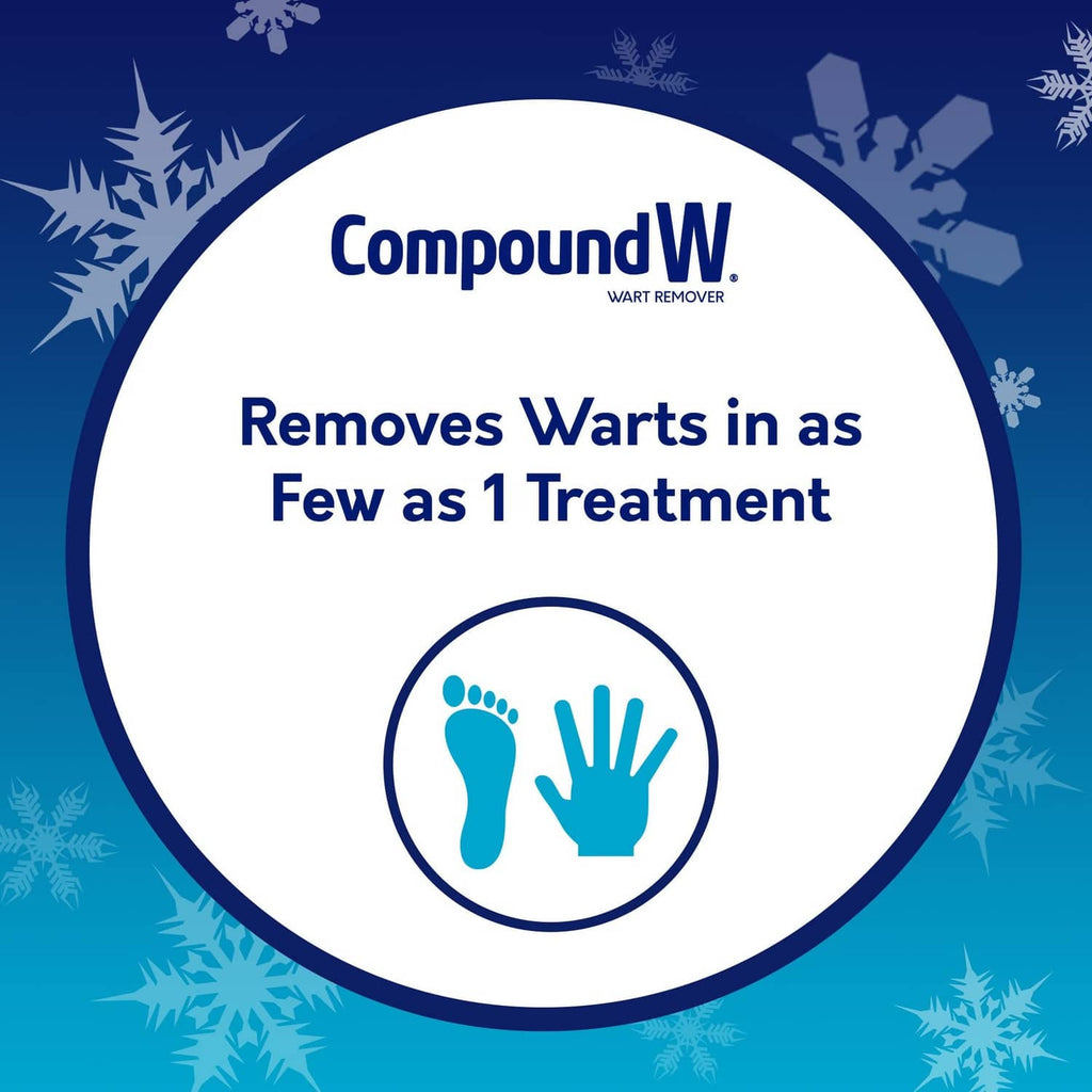 Compound W wart remover packaging with “Removes Warts in as Few as 1 Treatment”