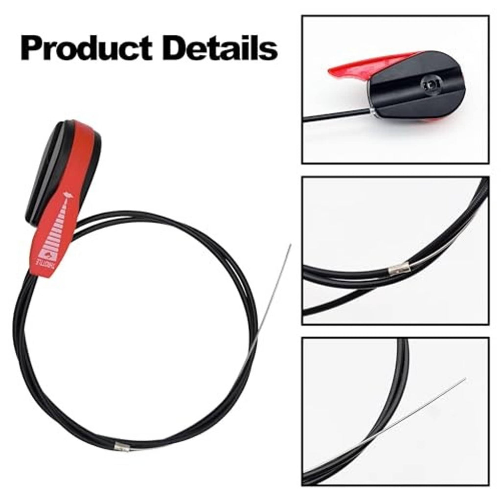 Throttle control cable kit with red label lever and black cable with connector ends