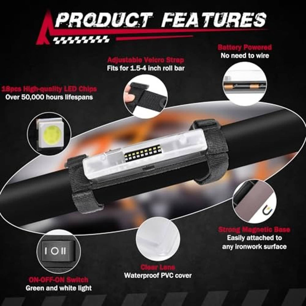 LED dome light bar with clear lens, LED strip, and inline on-off switch