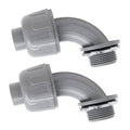 Gray 90-degree electrical conduit elbow connector, male threaded ends, 2-pack