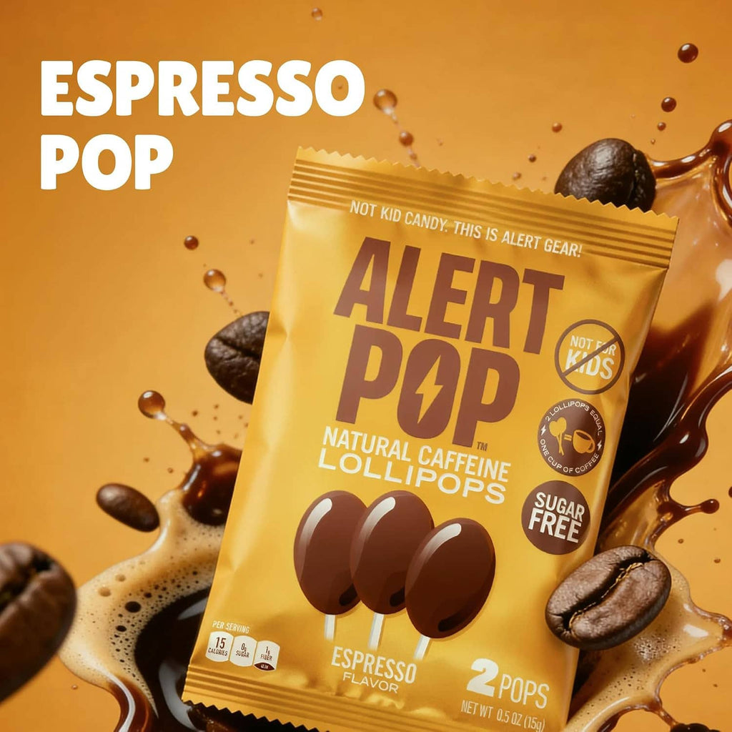 Sugar-free espresso natural caffeine lollipop pouch with chocolate lollipops