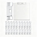 Vertical blind repair tabs kit with white metal clips and one replacement panel