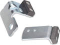 Metal deck brake bracket assembly with mounting holes and black rubber pad