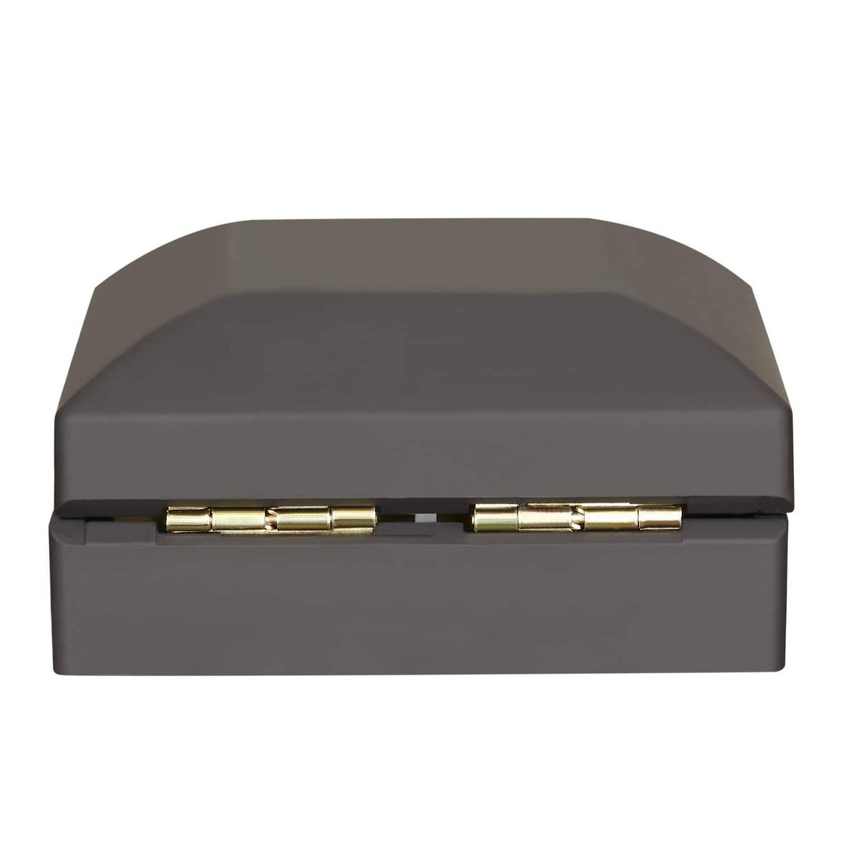 Gray jewelry box interior hinge bar with gold-toned hardware
