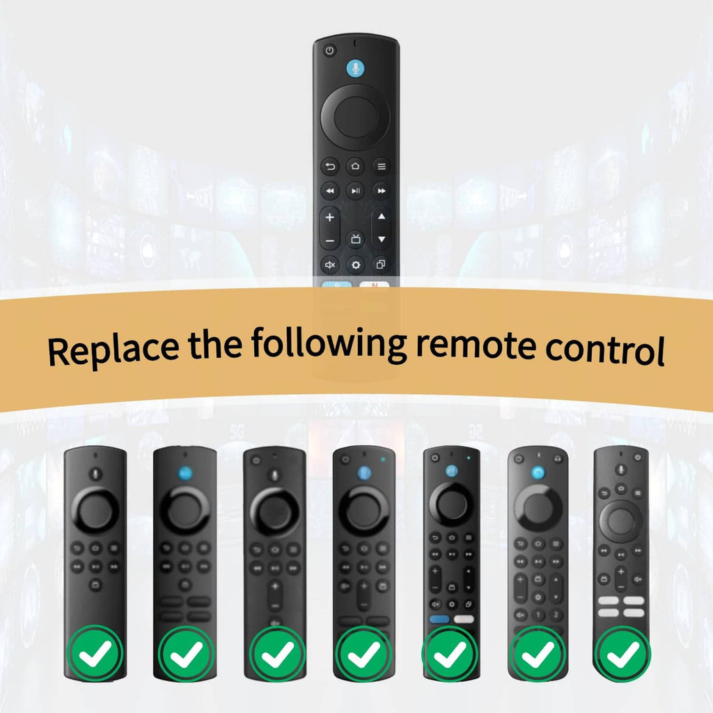Set of replacement TV remotes shown with green check marks