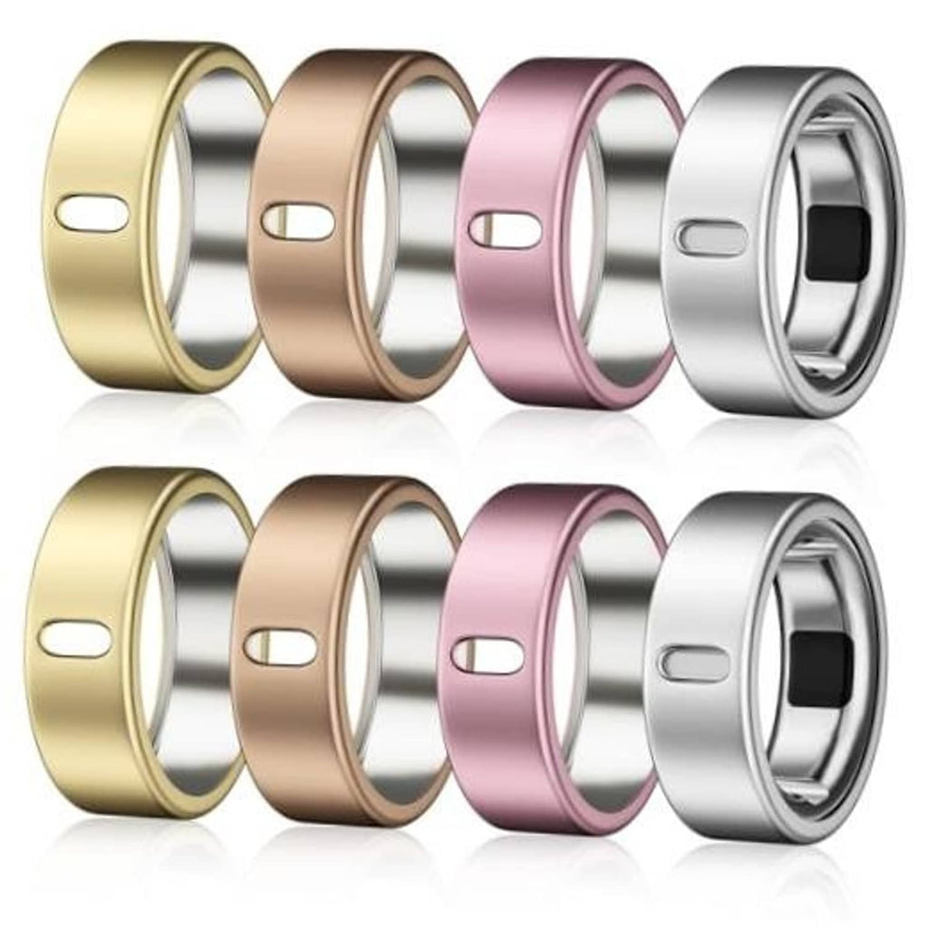 8-pack TPU ring covers in gold, rose gold, pink, and silver (size 8)