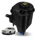 Black engine coolant reservoir tank with cap, sensor top, and side mounting bracket