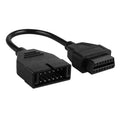 OBD1-to-OBD2 adapter cable with 12-pin to 16-pin connectors, black