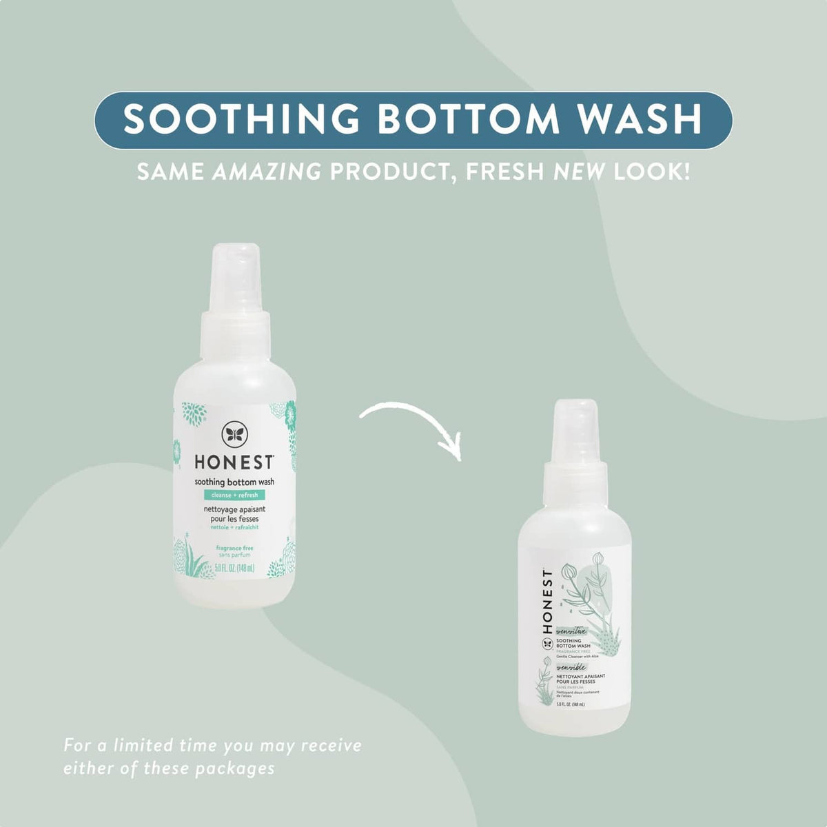 The Honest Company soothing bottom wash bottles, white spray pumps
