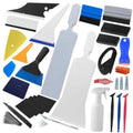 Car window tint and vinyl wrap tool kit with squeegees, blades, scrapers, and accessories