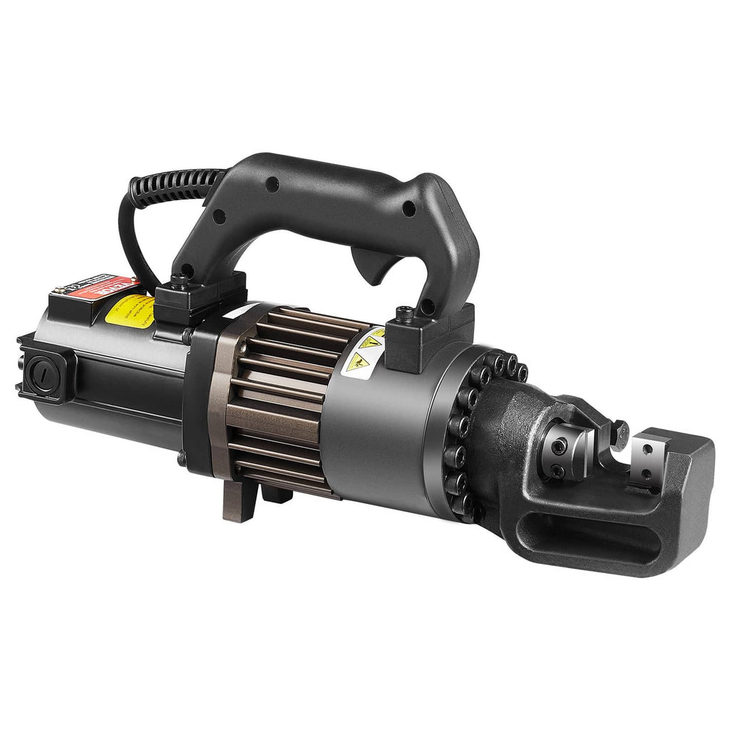 VEVOR electric hydraulic rebar cutter with front cutting jaw and side handle, black