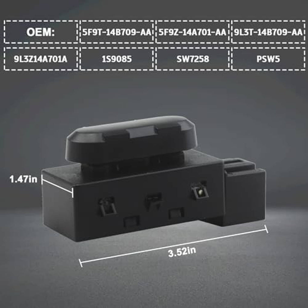 Black power seat adjustment switch module with top housing and side terminals