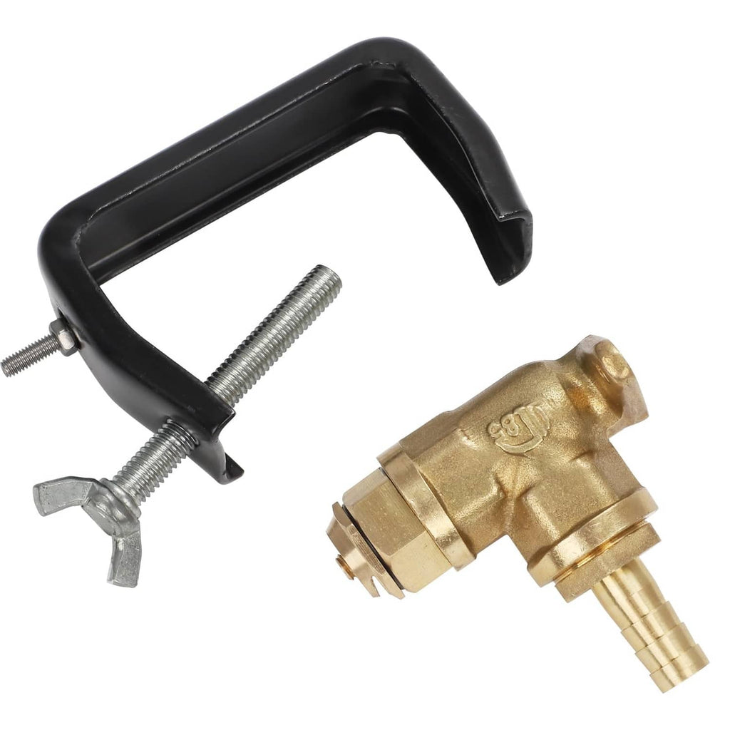 Boomless sprayer nozzle with black handle clamp and brass valve body
