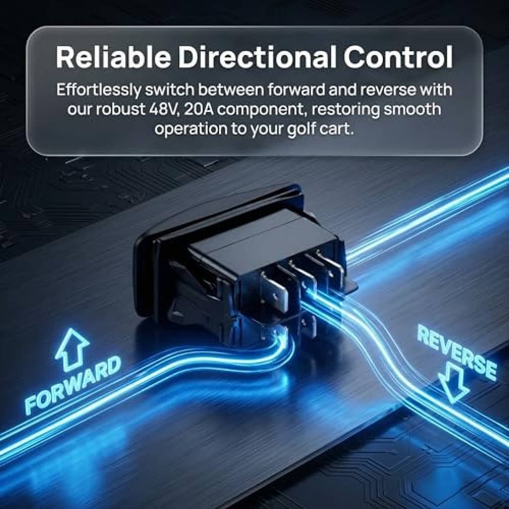 Directional control switch with black housing and visible metal terminals