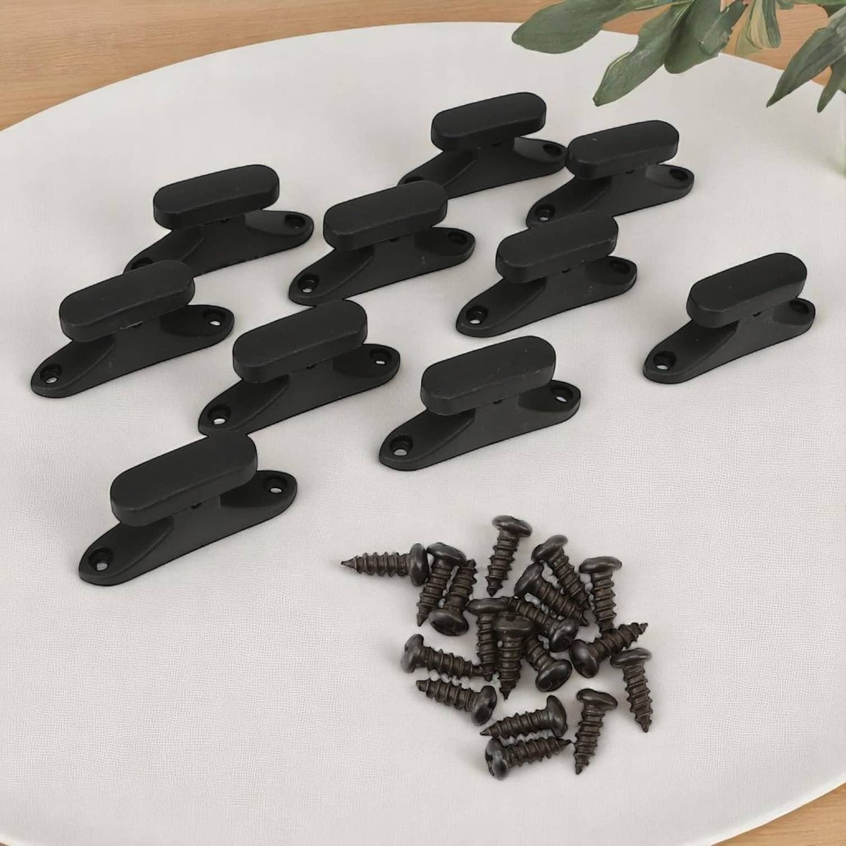 Black violin case bow holders with replacement screws, full-size set