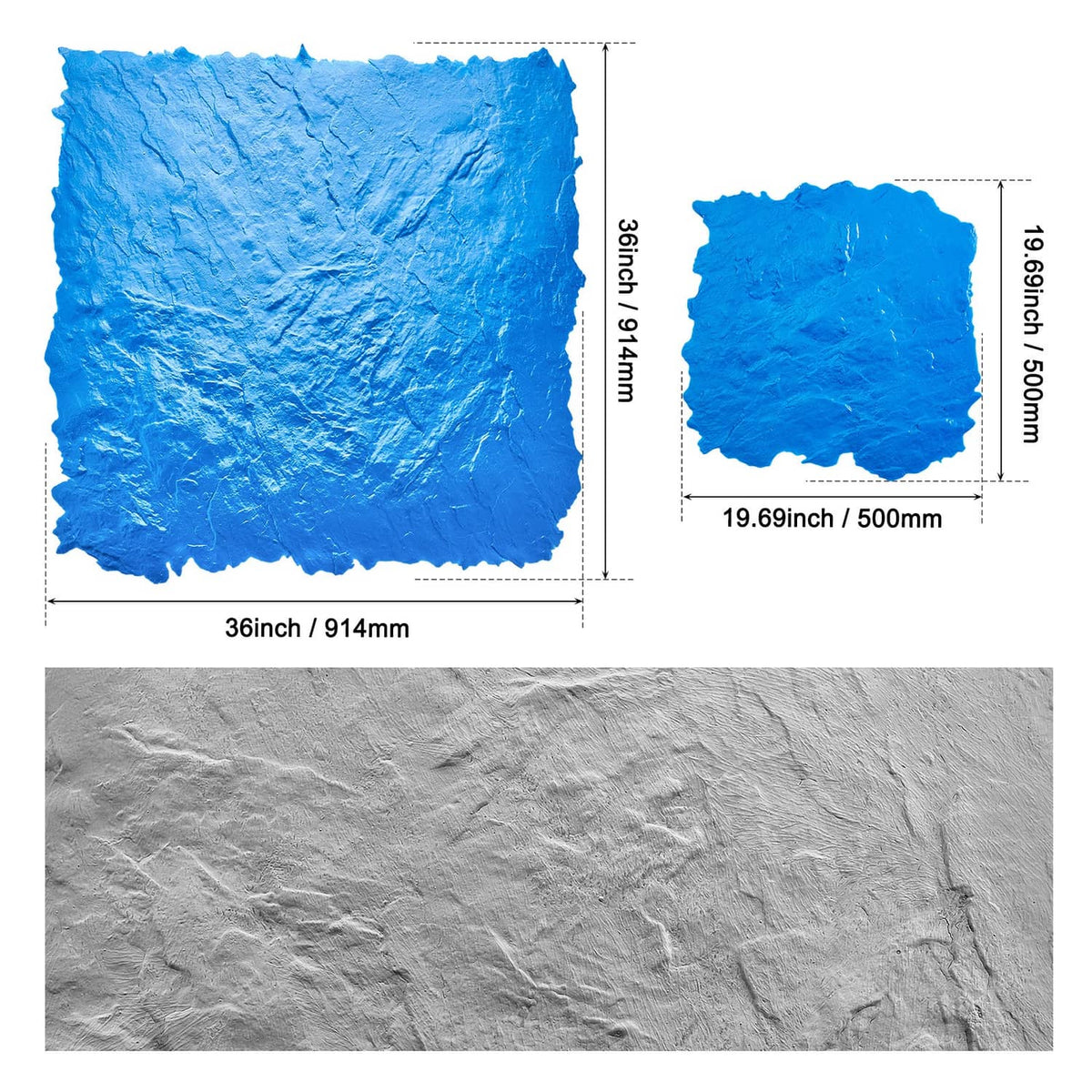 Blue slate-texture concrete stamping mat set, large and small square panels