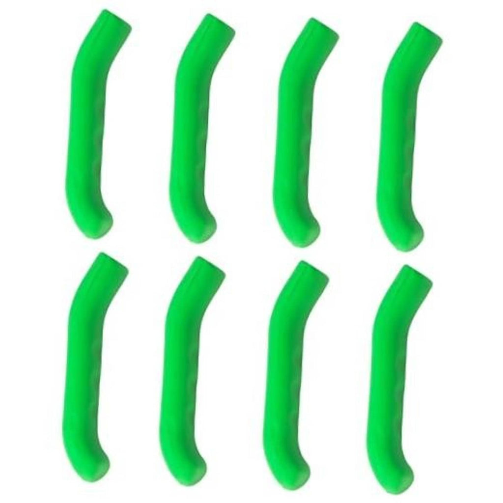 Set of green silicone brake lever grips, curved U-shaped cover pieces