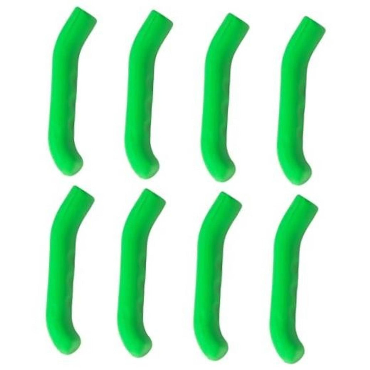 Set of green silicone brake lever grips, curved U-shaped cover pieces