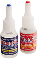 Rapidfix dual adhesive glue bottle, 25 ml, red and blue caps