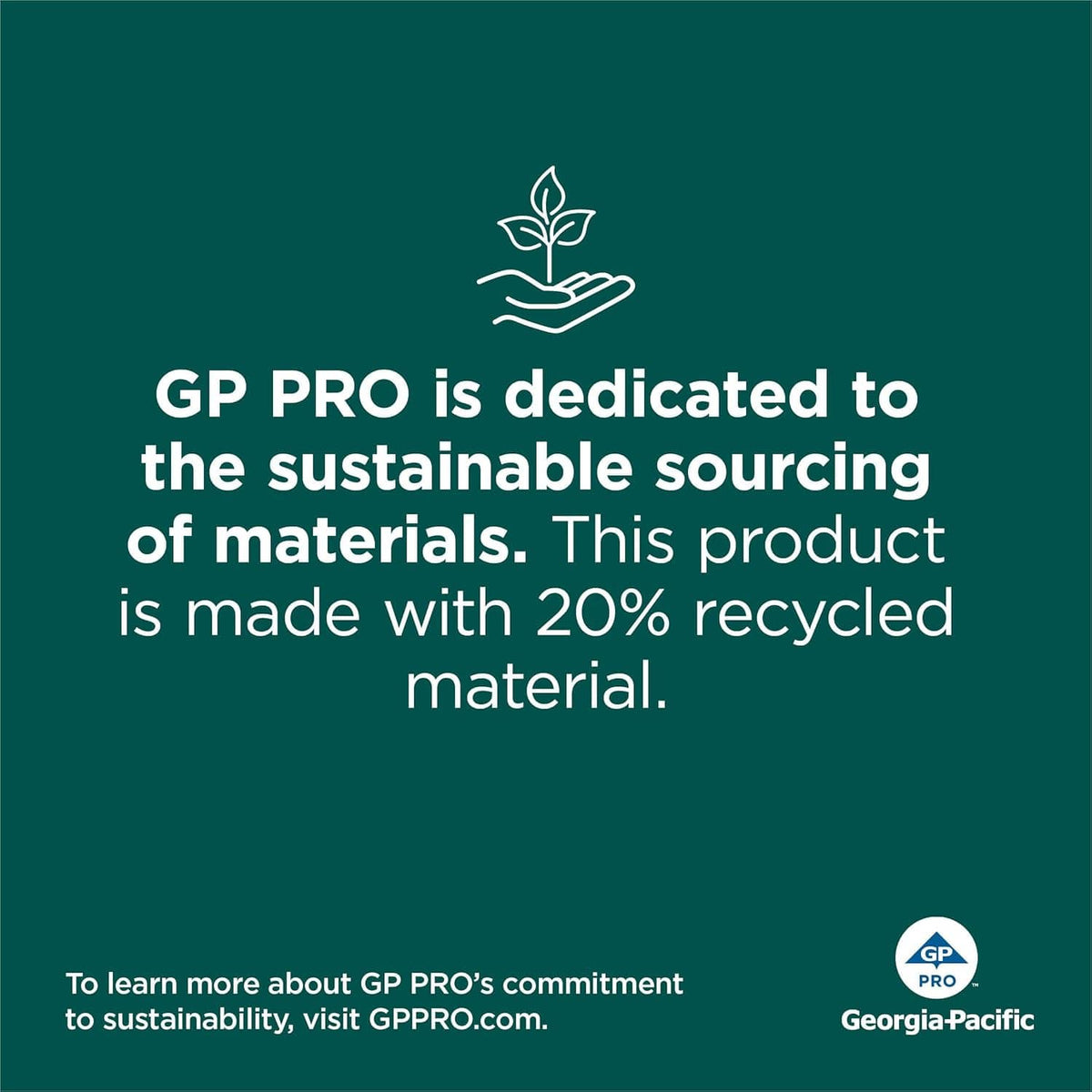 Toilet paper sustainability infographic stating product made with 20% recycled material