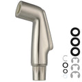 Brushed nickel kitchen side sprayer head with curved nozzle