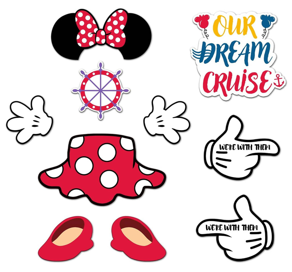 Magnetic captain mouse door decor set: red polka dot hat, wheel, mouse ears, thumbs