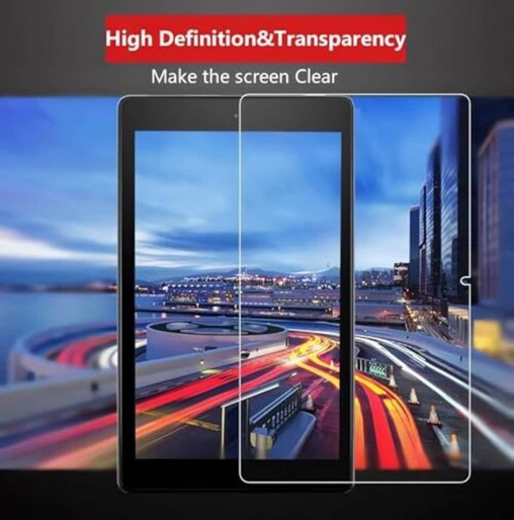 Clear tempered glass tablet screen protector with transparent, high-definition coverage