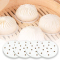Bamboo steamer liners, round white perforated paper pads for mini steaming buns
