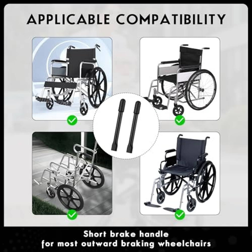Black two-piece wheelchair brake handle extender set for wheelchairs